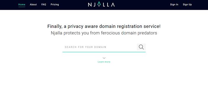 page d'accueil de Njalla